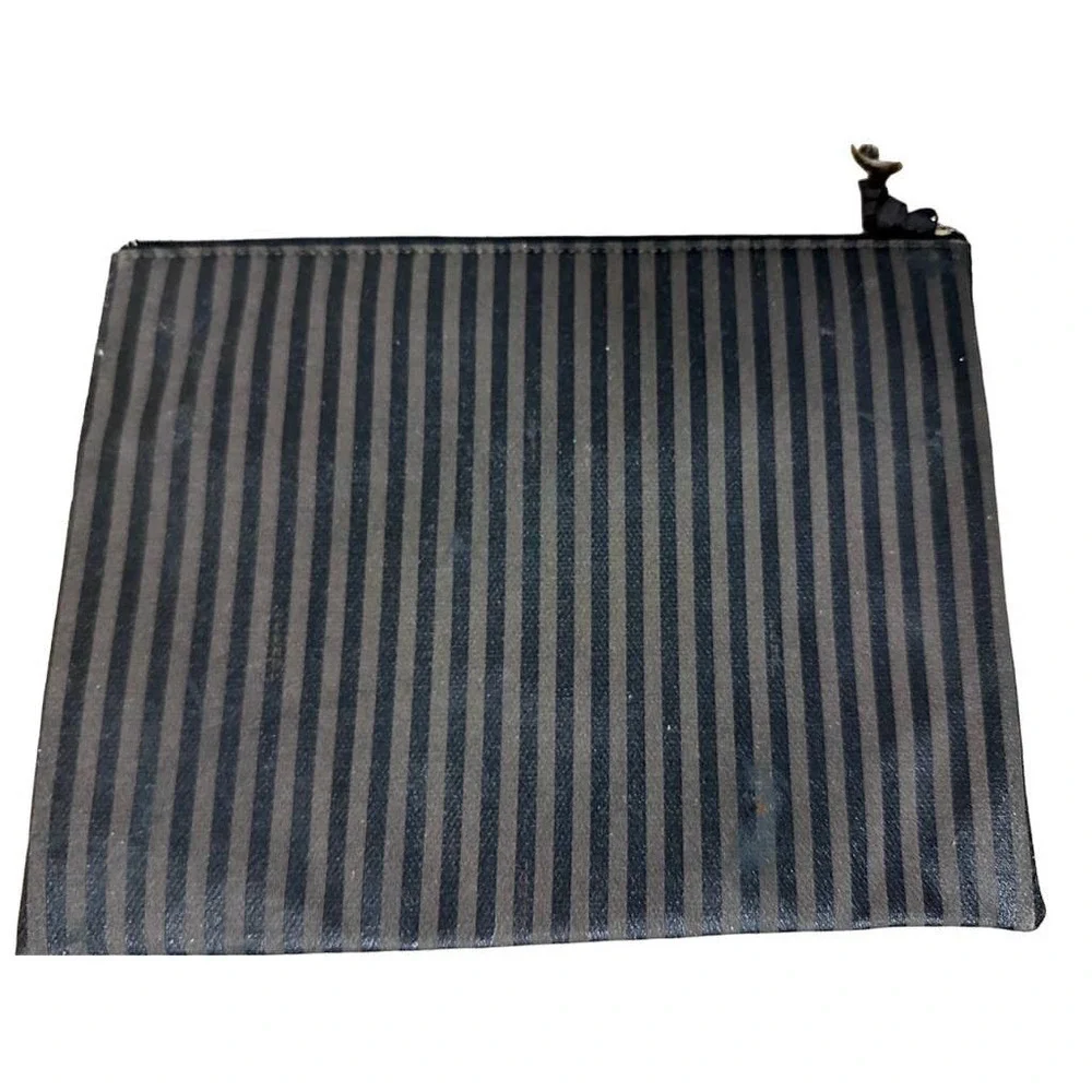 Fendi Brown Pequin Striped Clutch Bag Black/Brown VTG